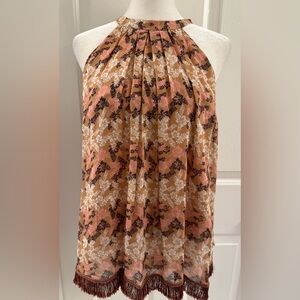 Pinko Women’s Thin LightWeight Lined‎ Top With Fringe And Bow Size 42 (10) NWT